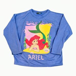 Vintage 90s Disney The Little Mermaid Ariel Long Sleeve Shirt Girls 7/8 USA Made